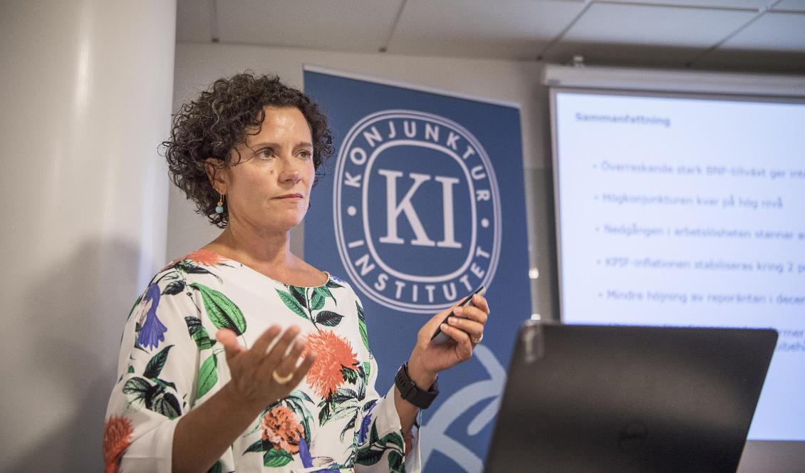Ylva Hedén Westerdahl, prognoschef vid Konjunkturinstitutet, vill se ett färdigförankrat åtgärdspaket hos Finansdepartementet. Foto: Bezav Mahmod/SvD/TT-arkivbild