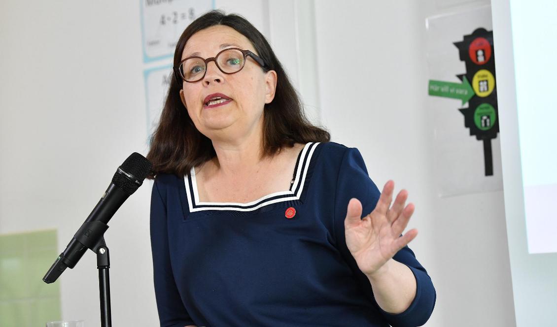 Utbildningsminister Anna Ekström (S) presenterar regeringens skolpaket i budgetpropositionen för 2020. Foto: Jonas Ekströmer/TT