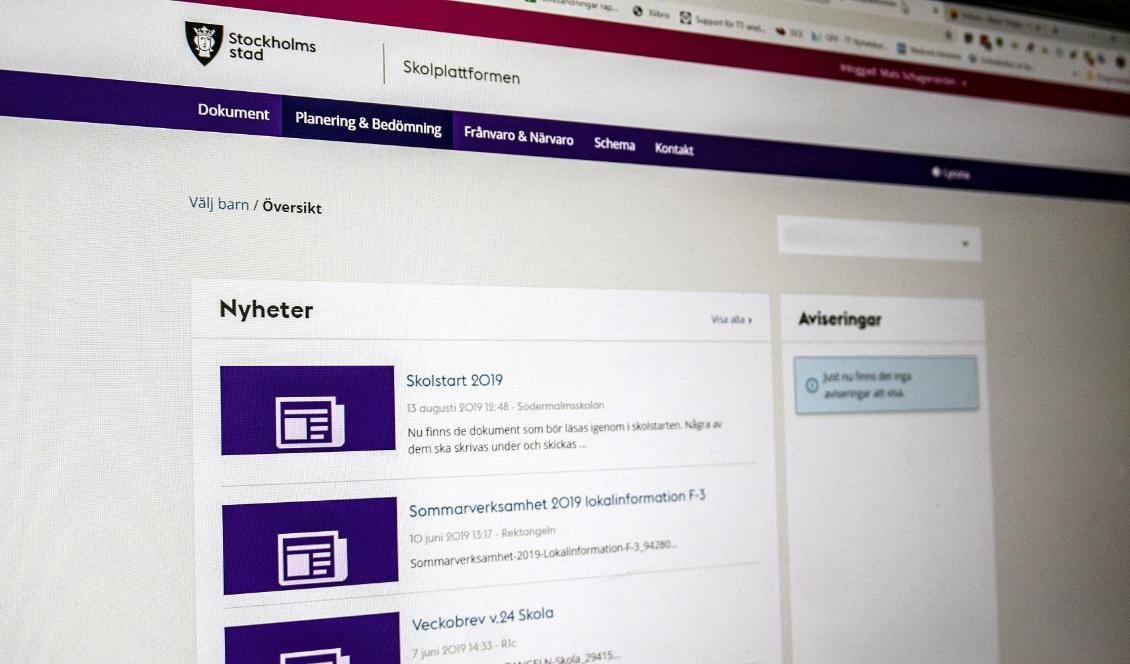Skolplattformen används av hundratusentals elever och föräldrar. Foto: Mats Schagerström/TT