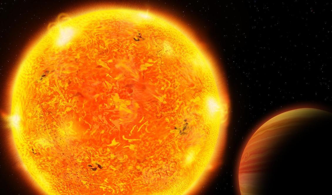 Illustration av hur Sveriges Jupiterliknande exoplanet skulle kunna se ut. Foto: Livia Pietrow/TT