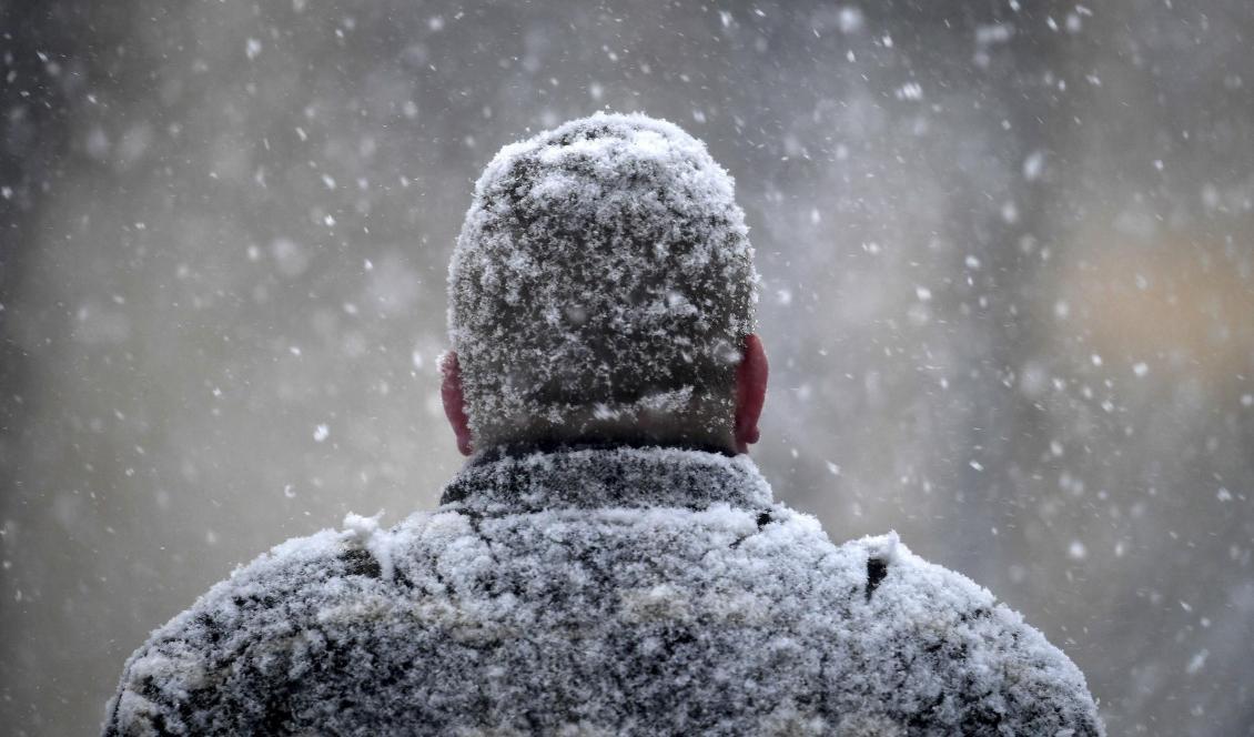 Kiruna har under natten till måndag fått en del snö. Under tisdagen väntas snöfallet röra sig söderut, till mellersta Norrland. Foto: Ralf Hirschberger/AP/TT-arkivbild