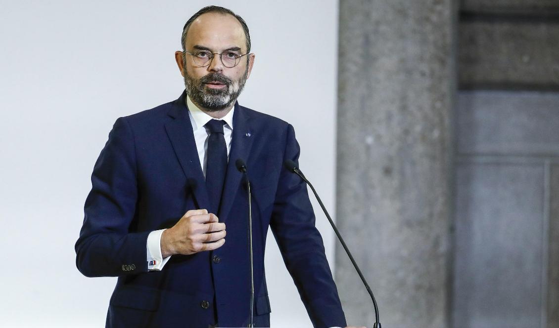 Frankrikes premiärminister Édouard Philippe under sitt tal på onsdagen då han presenterade regeringens förslag till pensionsreformer. Foto: Thomas Samson/AP/TT