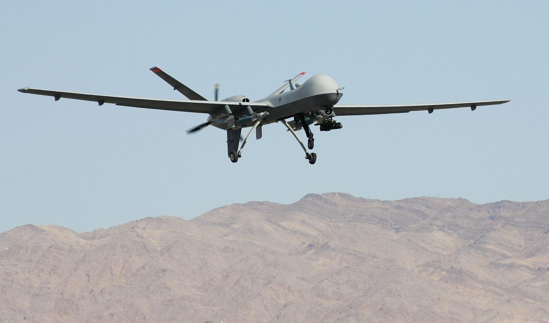 
En MQ Reaper-drönare flyger vid Creech Air Force Base i Indian Springs i Nevada, USA, den 8 augusti 2007. Foto: Ethan Miller/Getty Images                                                