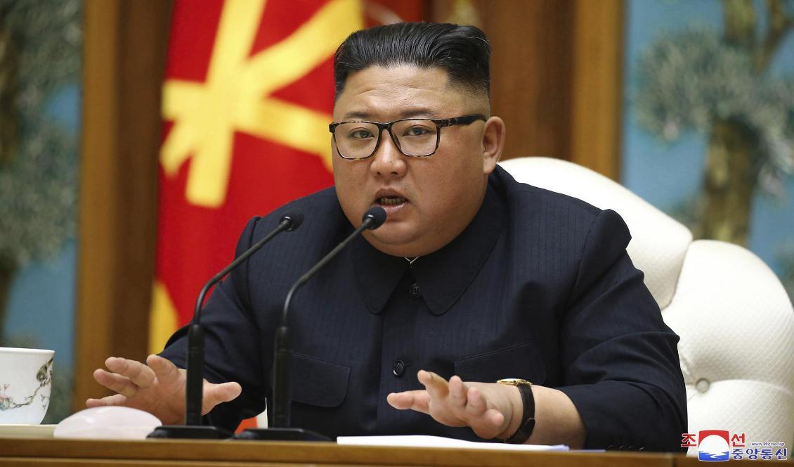 Nordkoreas diktator Kim Jong-Un på en bild som enligt regimen togs den 11 april, den senaste gången han syntes offentligt. Foto: Handout KCNA/KNS/AP