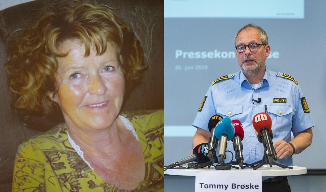 
Miljardären Tom Hagens fru Anne-Elisabeth Hagen, som försvann den 31 oktober 2018 Till höger polisinspektör Tommy Brøske vid en presskonferens i samband med hennes försvinnande. Foto: Ole Berg-Rusten/Terje Pedersen/NTB scanpix/TT-arkivbilder                                                