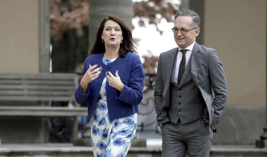 Tysklands utrikesminister Heiko Maas tackade på fredagen den svenska utrikesministern Ann Linde för svenskt stöd i Nordkorea. Bilden är från februari. Foto: Michael Sohn/AP/TT
