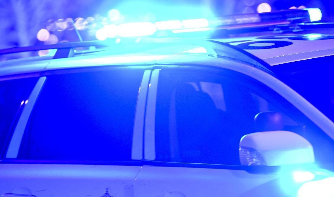 Polispatruller som åkte på ett larm om ett bråk vid en skola i Halmstad utsattes för stenkastning under lördagskvällen. Arkivbild. Foto: Fredrik Sandberg/TT