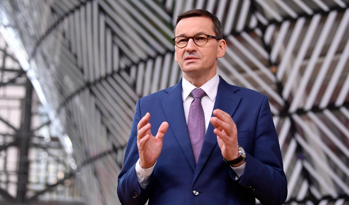 

Polens premiärminister Mateusz Morawiecki talar vid EU:s huvudkvarter i Bryssel den 10 december 2020. Foto: John Thys/AFP via Getty Images                                                                                        