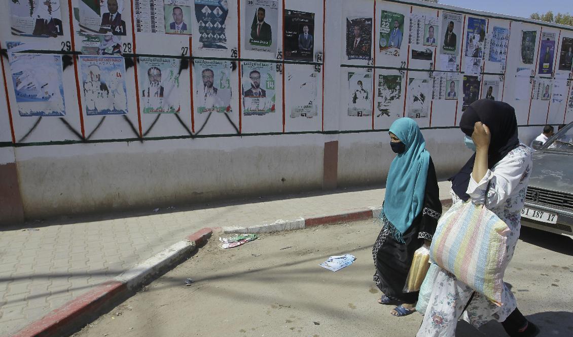 Valaffischer inför Algeriets parlamentsval i Ain Ouessara. Foto: Fatej Guidoum/AP/TT