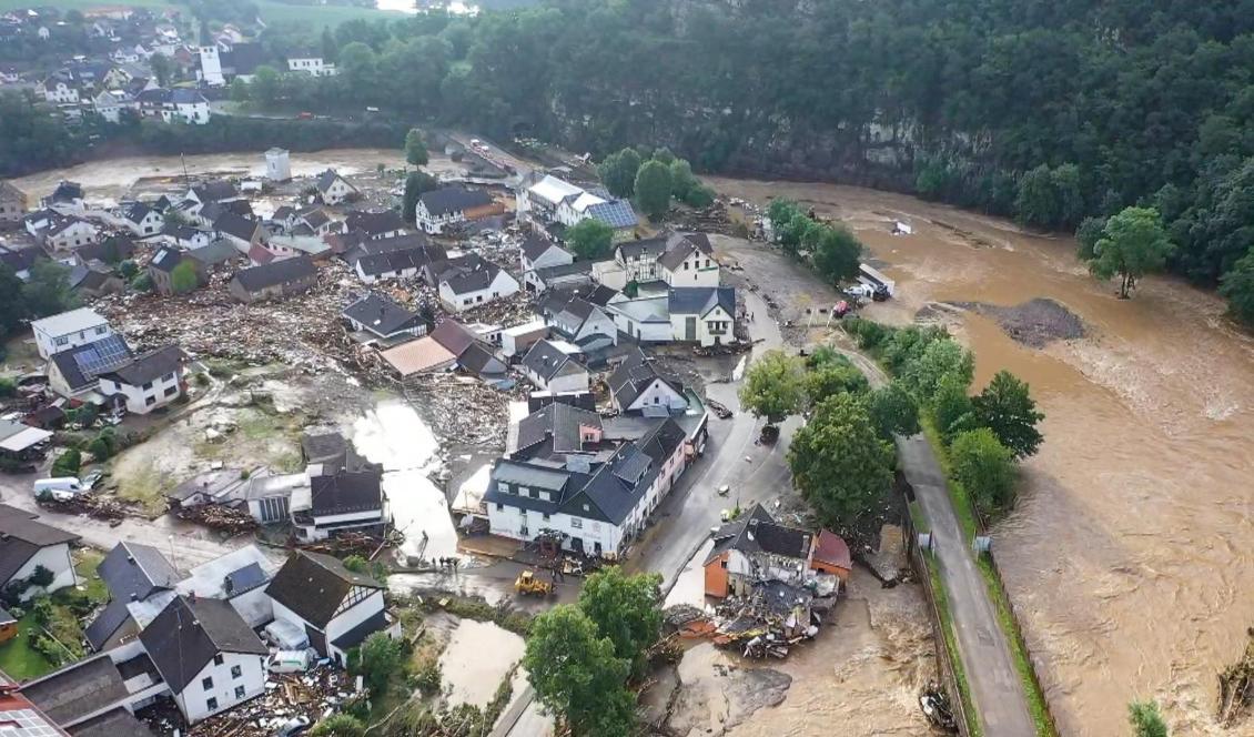 Drönarbild tagen över Schuld i Tyskland på torsdagen. Foto: Christoph Reichwein/DPA/AP/TT