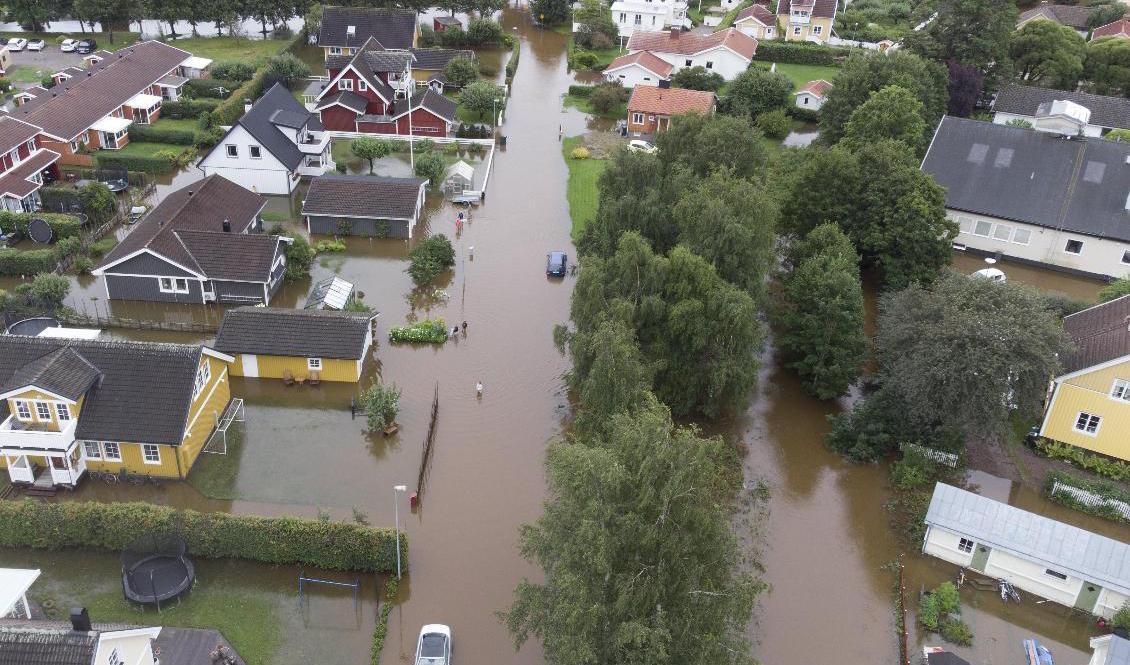 Så här såg det ut i villaområdet Hemlingby i Gävle den 18 augusti. Arkivbild. Foto: Fredrik Sandberg/TT