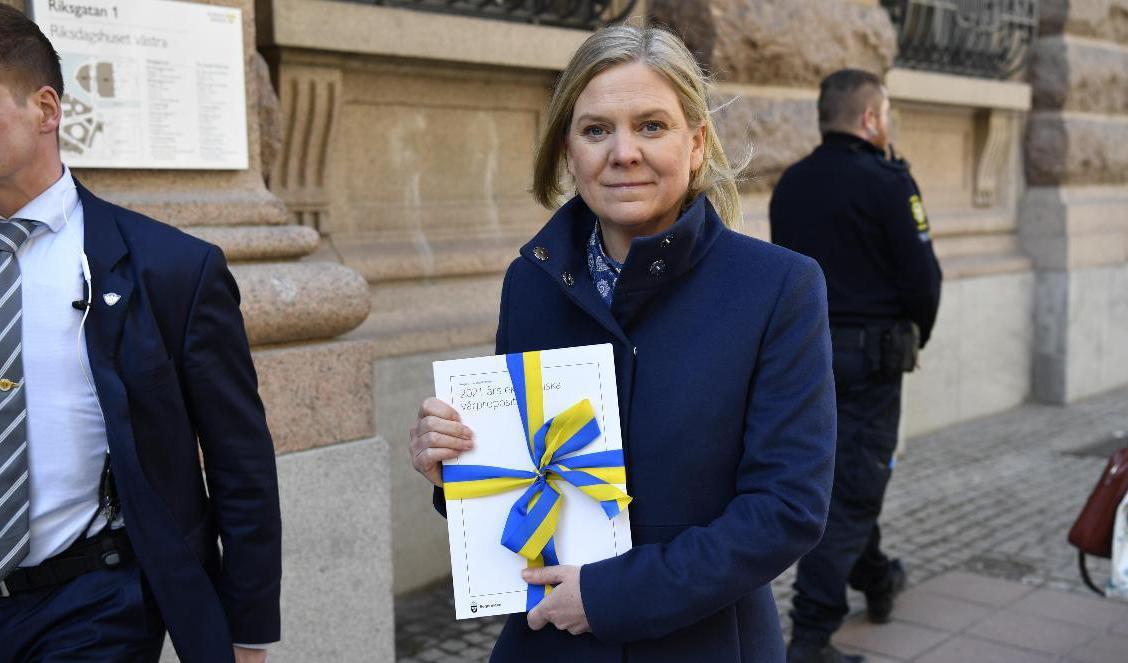 Finansminister Magdalena Andersson (S) i samband med vårbudgeten. Arkivbild. Foto: Henrik Montgomery/TT