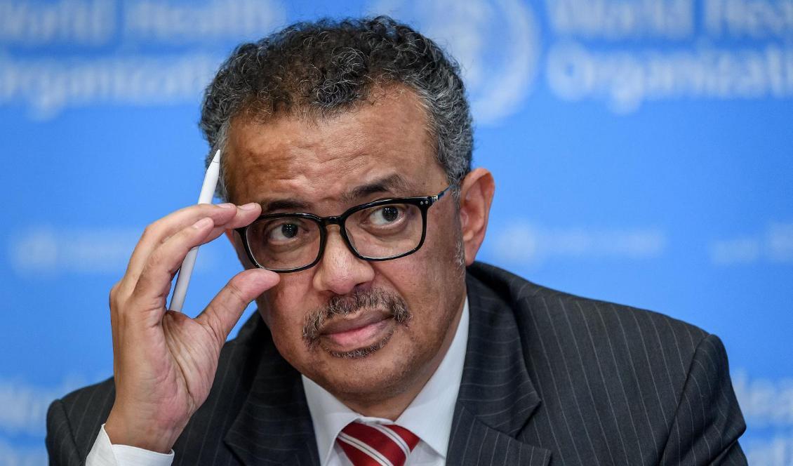 

Världshälsoorganisationens, WHO:s, generaldirektör Tedros Adhanom Ghebreyesus 11 mars 2020. Foto: Fabrice Coffrini/AFP via Getty Images                                                                                        