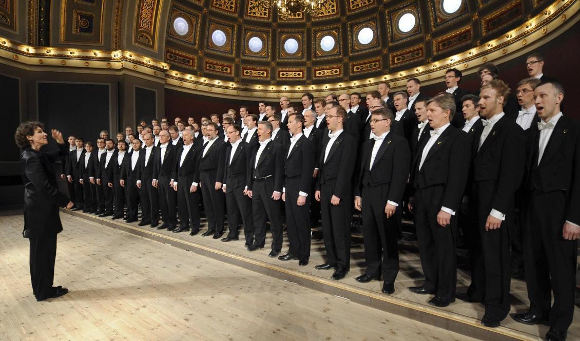 Kören Orphei Drängar tvingas ställa in sina föreställningar i helgen efter att ett dussintal sångare testat positivt för covid-19. Foto: Orphei Drängar