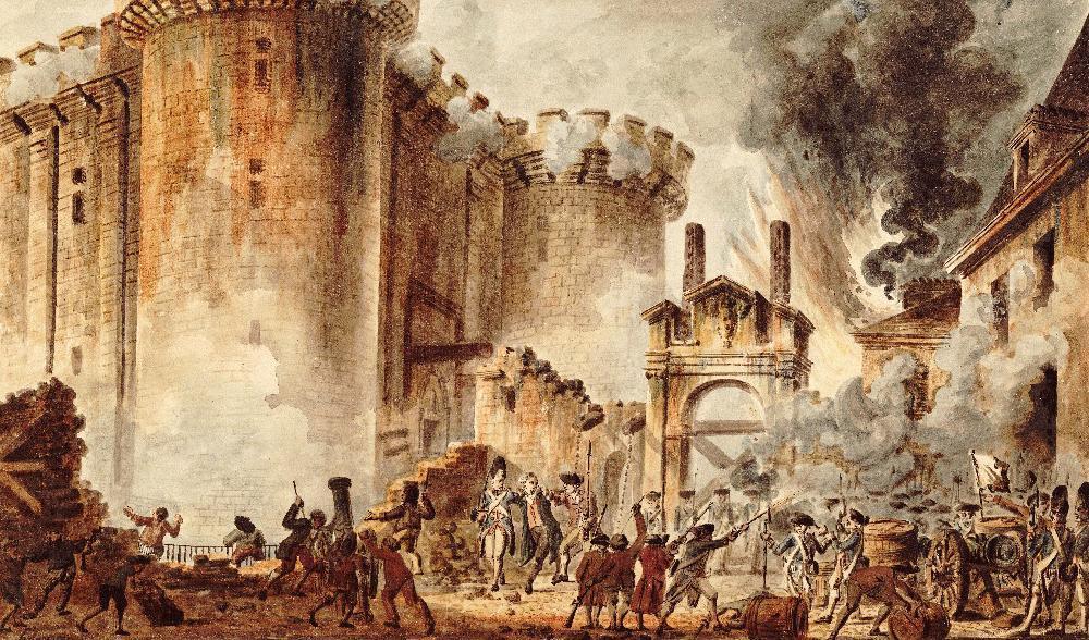Stormningen av Bastiljen i Paris den 14 juli 1789, en ikonisk händelse i franska revolutionens inledningsskede. Foto: Public Domain