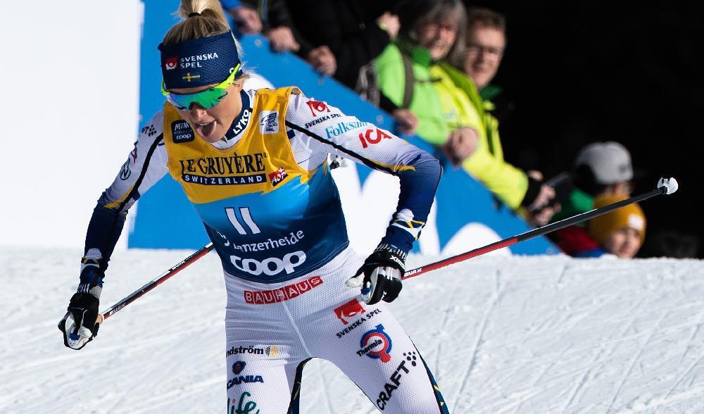 
Frida Karlsson under sprintkvalet i Lenzerheide. Foto: Peter Schneider/AP/TT                                            