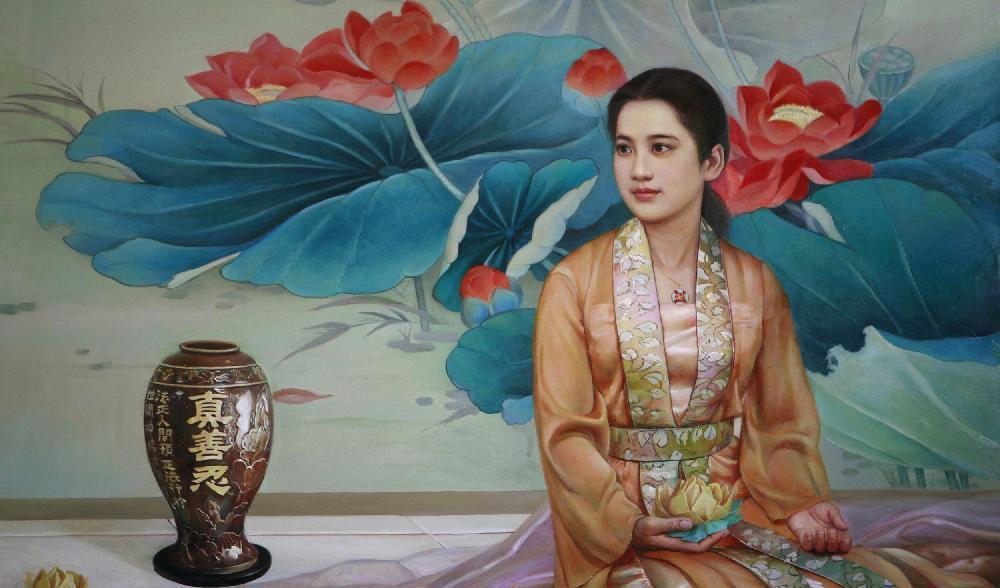 
”Efter paraden” av Xiqiang Dong vill visa skönheten och rikedomen i Kinas kulturarv. Foto: Falun Dafa Artist Center New York                                            