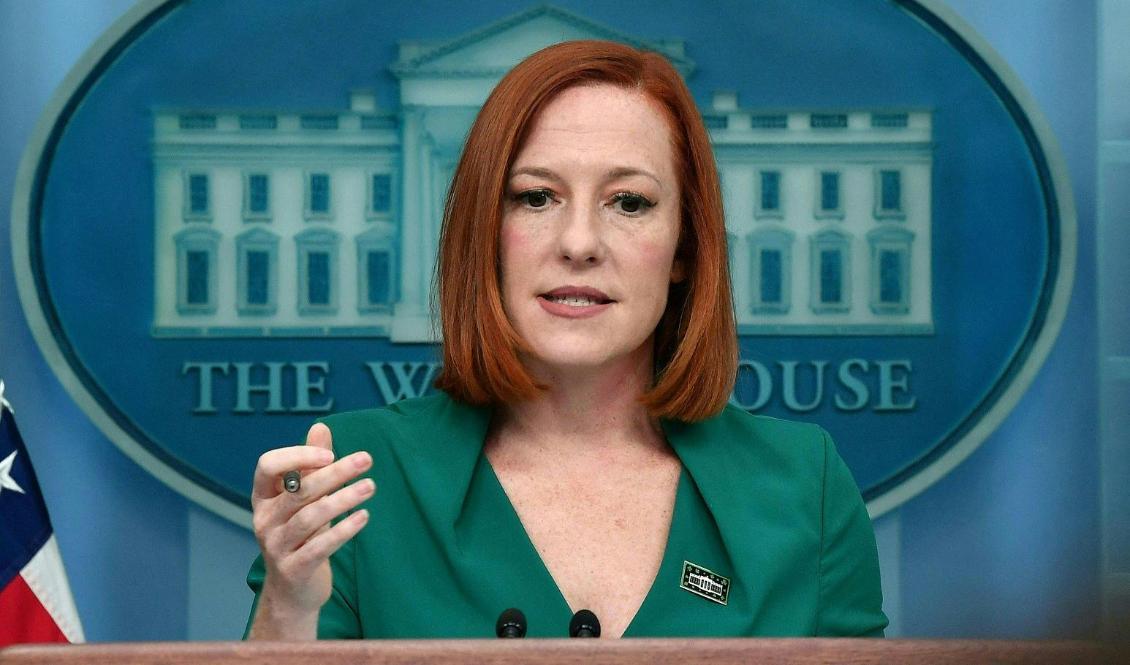 




Vita husets pressekreterare Jen Psaki talar vid en presskonferens i Vita huset i USA:s huvudstad Washington D.C. den 17 mars 2022. Foto: Nicholas Kamm/AFP via Getty Images                                                                                                                                                                                                                            