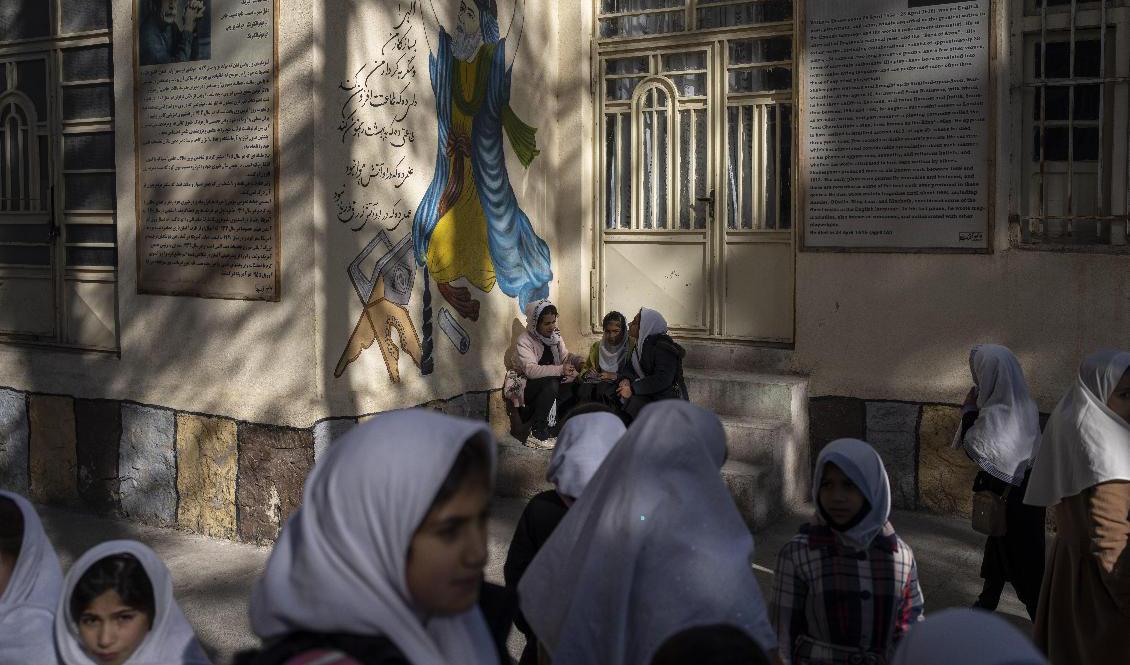 En flickskola i afghanska provinsen Herat, en av få platser där flickor får tillgång till motsvarande högstadie- och gymnasieutbildning. Bild från november 2021. Foto: Petros Giannakouris/AP/TT