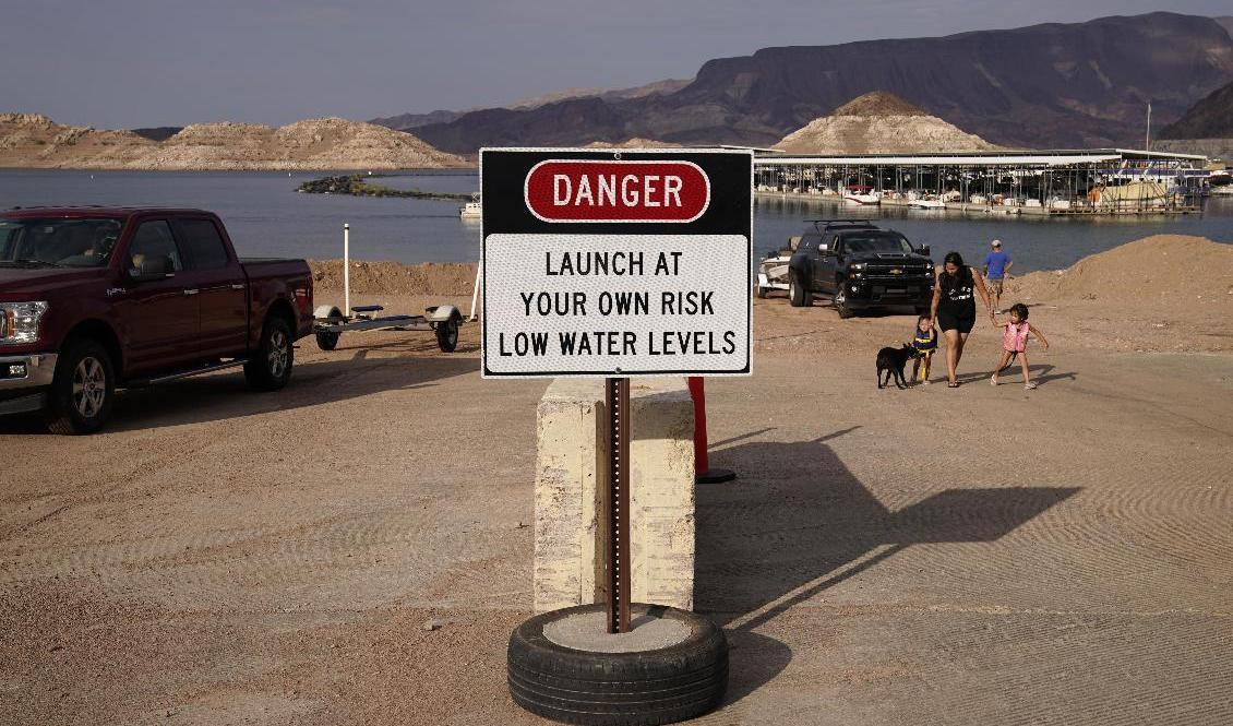Varning för lågt vatten i Lake Mead. Arkivbild. Foto: John Locher/AP/TT