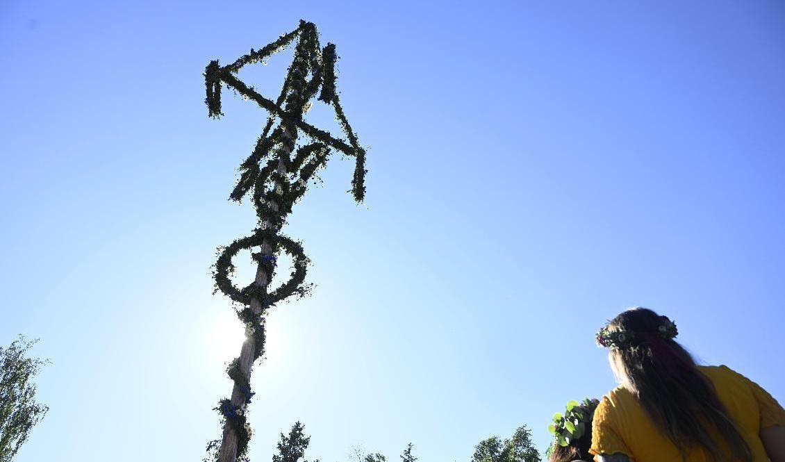 Midsommarafton bjöd på sol och värme. Här en en bild från Skansen i Stockholm. Foto: Fredrik Sandberg/TT