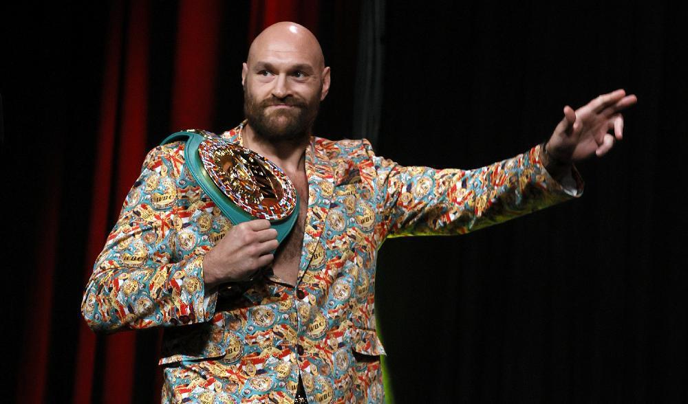 

Tyson Fury, brittisk proffsboxare och tungviktsmästare för organisationen WBC, anländer till en presskonferens inför en av sina matcher i Las Vegas. Foto: Ethan Miller/Getty Images                                                                                        
