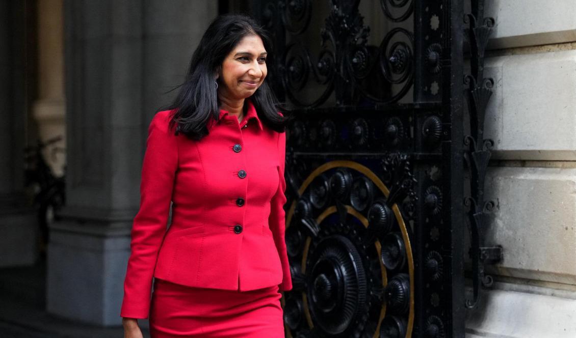Storbritanniens inrikesminister Suella Braverman vid Downing Street i London den 7 september 2022. Foto: Carl Court/Getty Images