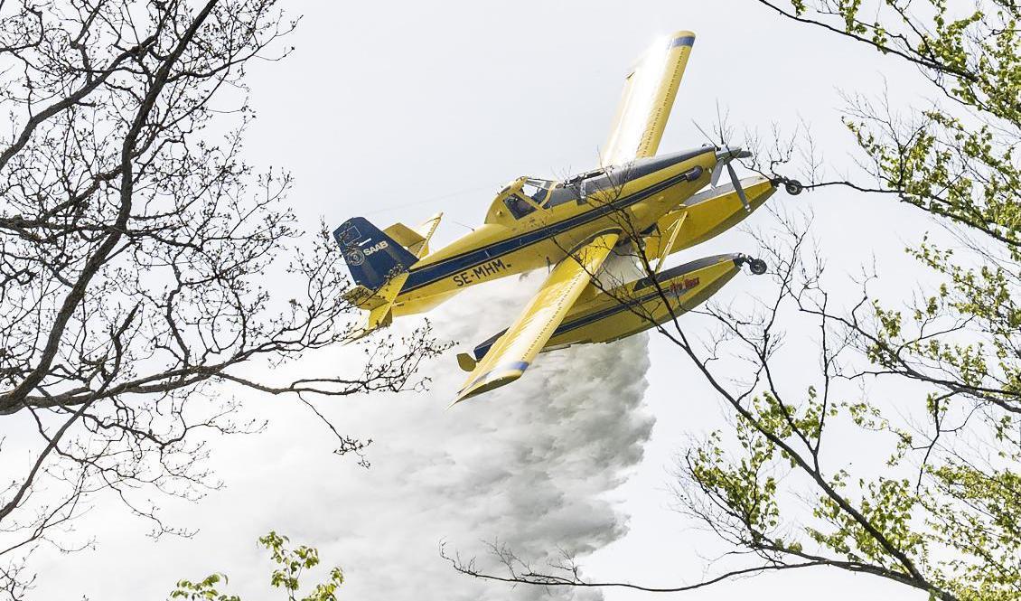 Förutom bevakningsplanen finns vattenbombande flygplan som räddningstjänsten kan begära stöd av. Arkivbild. Foto: Johan Nilsson/TT