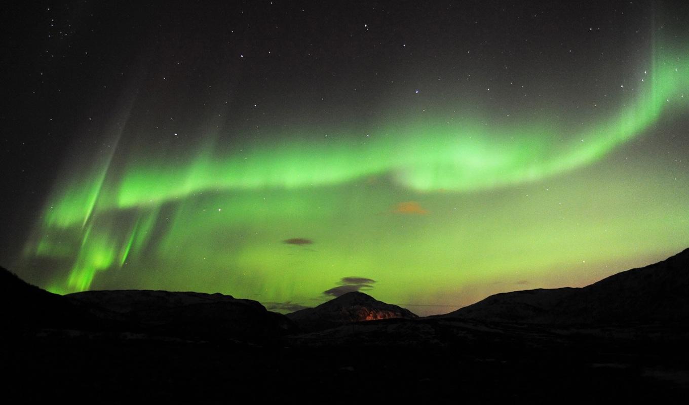 Ett maffigt norrsken står högt på önskelistan när det svenska ordförandeskapet inleds i Kiruna. Foto: Rune Stoltz Bertinussen/TT. Arkivbild.