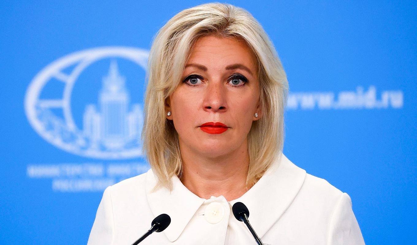 Maria Zacharova, talesperson för Rysslands utrikesdepartement, kallar Macrons uttalande om stridsflygplan till Ukraina för "absurt". Arkivbild. Foto: Rysslands utrikesdepartement via AP/TT