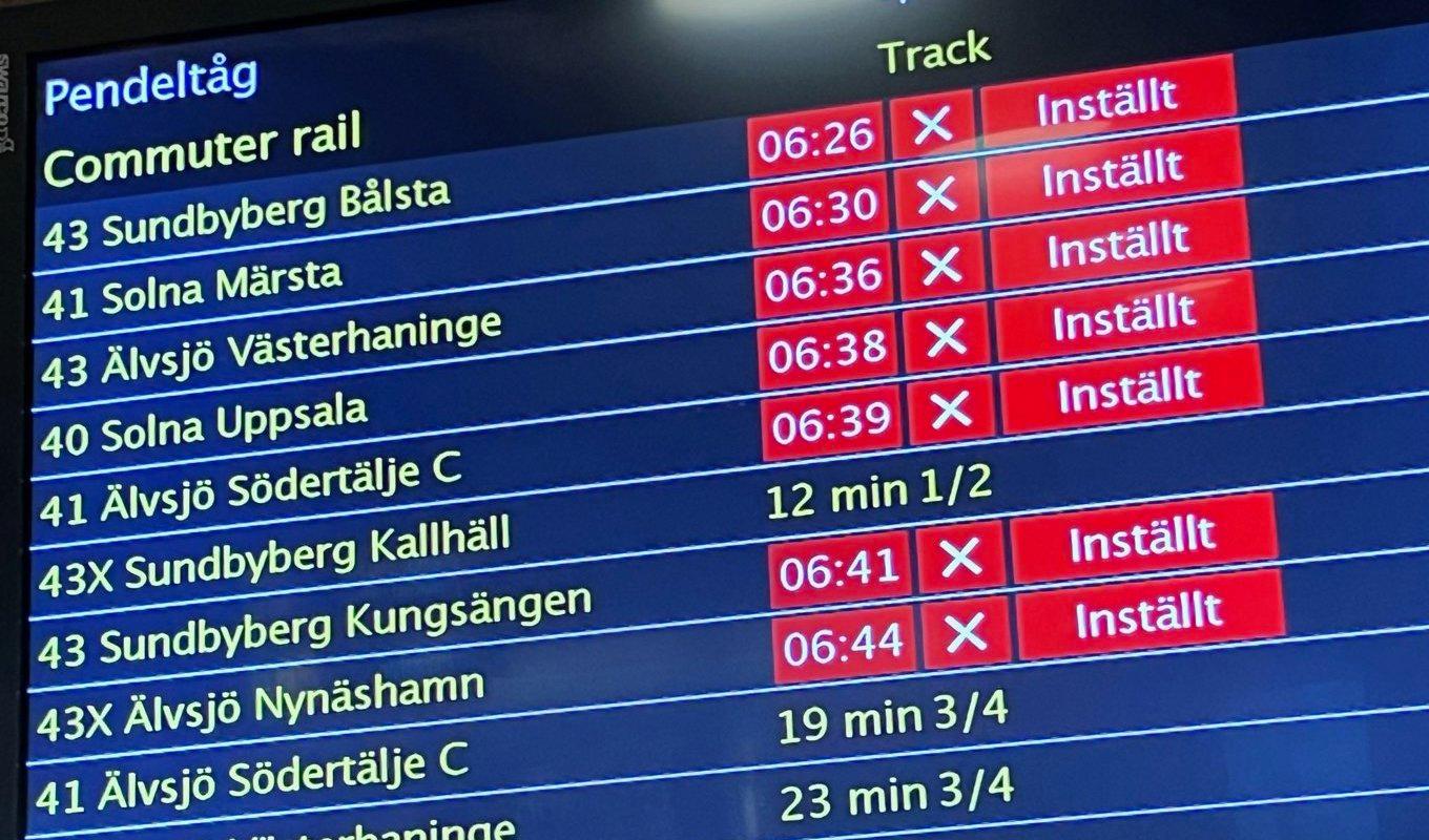 Den vilda strejken bland lokförare på pendeltågen i Stockholm orsakade stora problem och resulterade i många inställda tåg. Arkivbild. Foto: Johan Jeppsson/TT