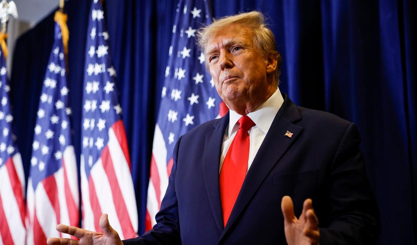 På bilden ses USA:s tidigare president Donald Trump, hålla ett tal vid det konservativa Cpac-konventet i Maryland den 4 mars 2023. Foto: Anna Moneymaker/Getty Images