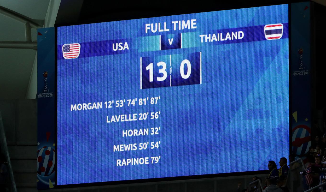 I VM 2019 svarade USA för VM-historiens största seger då Thailand besegrades med 13–0. Foto: Robert Cianflone/Getty Images