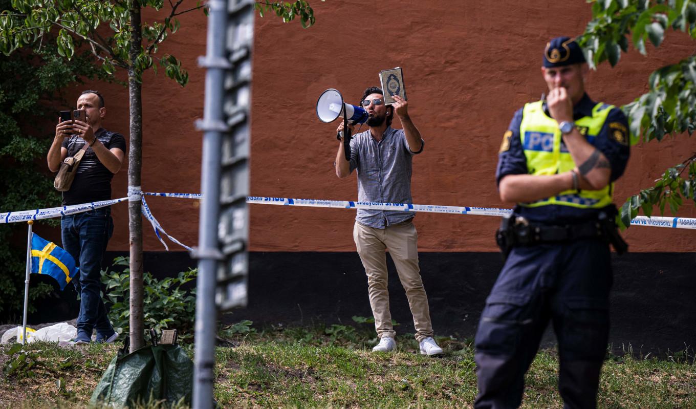 Koranbränningarna har blottat en konflikt mellan den svenska yttrandefriheten och religiösa krav på hädelseförbud. Foto: Jonathan Nackstrand/AFP via Getty Images