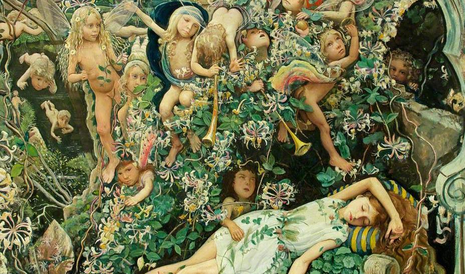 ”A fairy tale” är målad någon gång mellan 1925 och 1935. Älvorna antar änglalika gestalter i detta konstverk. Foto: Mark Lancelot Symons