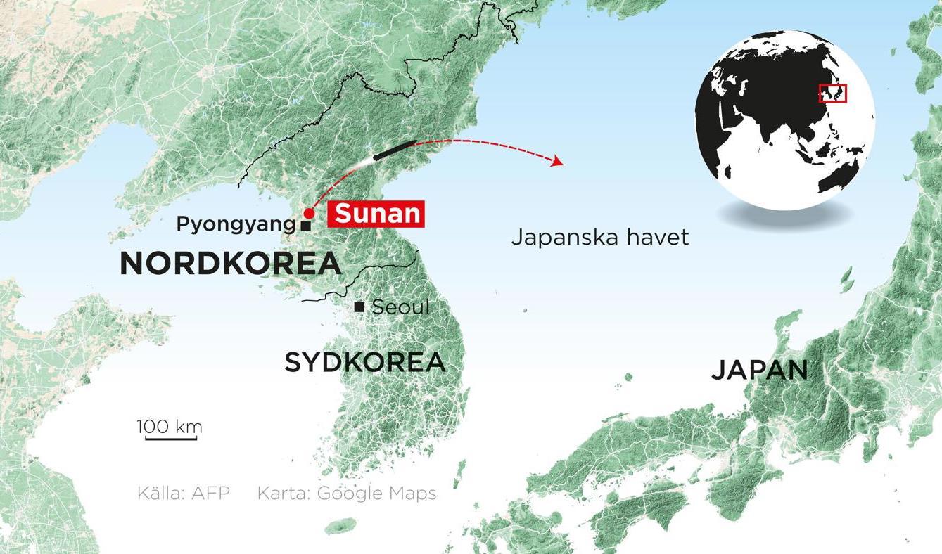 Nordkorea har avfyrat minst en ballistisk robot mot Japanska havet. Foto: Johan Hallnäs/TT