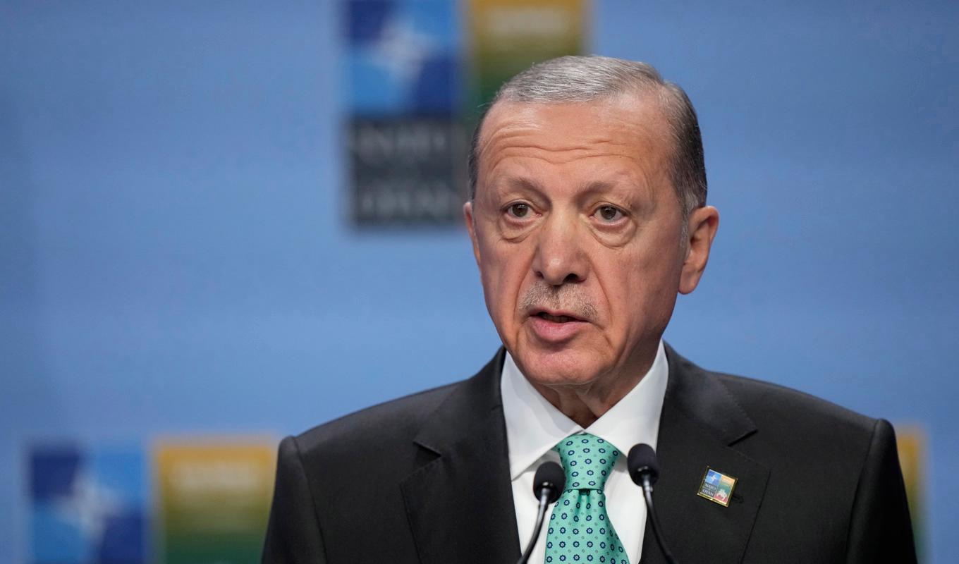 Turkiets president Recep Tayyip Erdogan kommer med ett nytt uttalande riktat mot Sverige gällande Natoprocessen. Arkivbild Foto: Pavel Golovkin/AP/TT