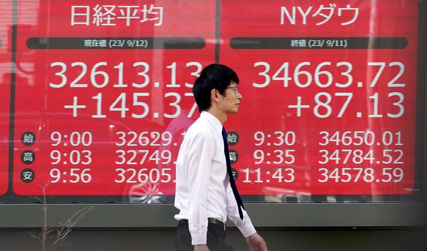 De ledande börsernsa i Asien var mestdels på plus på tisdagsförmiddagen. Arkivbild. Foto: Eugene Hoshiko/AP/TT