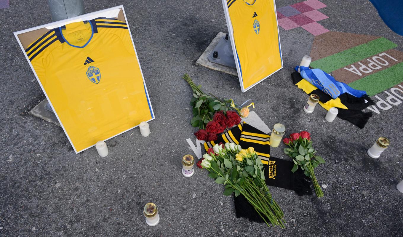 Minnesplats för de två svenskar som dödades i terrordådet i Bryssel. Foto: Janerik Henriksson/ TT