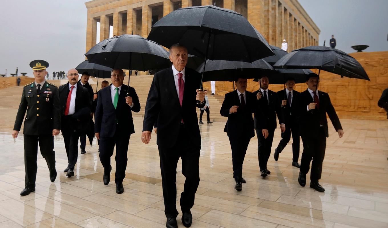 Turkiets president Recep Tayyip Erdogan vid Kemal Atatürks mausoleum Anitkabir i Ankara tidigare i år. Foto: Yavuz Ozden/AP/TT