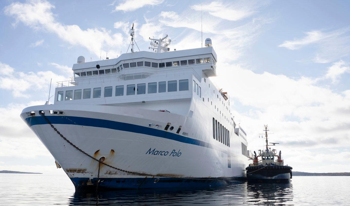 Bärgningen av den grundstötta färjan Marco Polo är nu avslutad. Arkivbild. Foto: Ola Torkelsson/TT