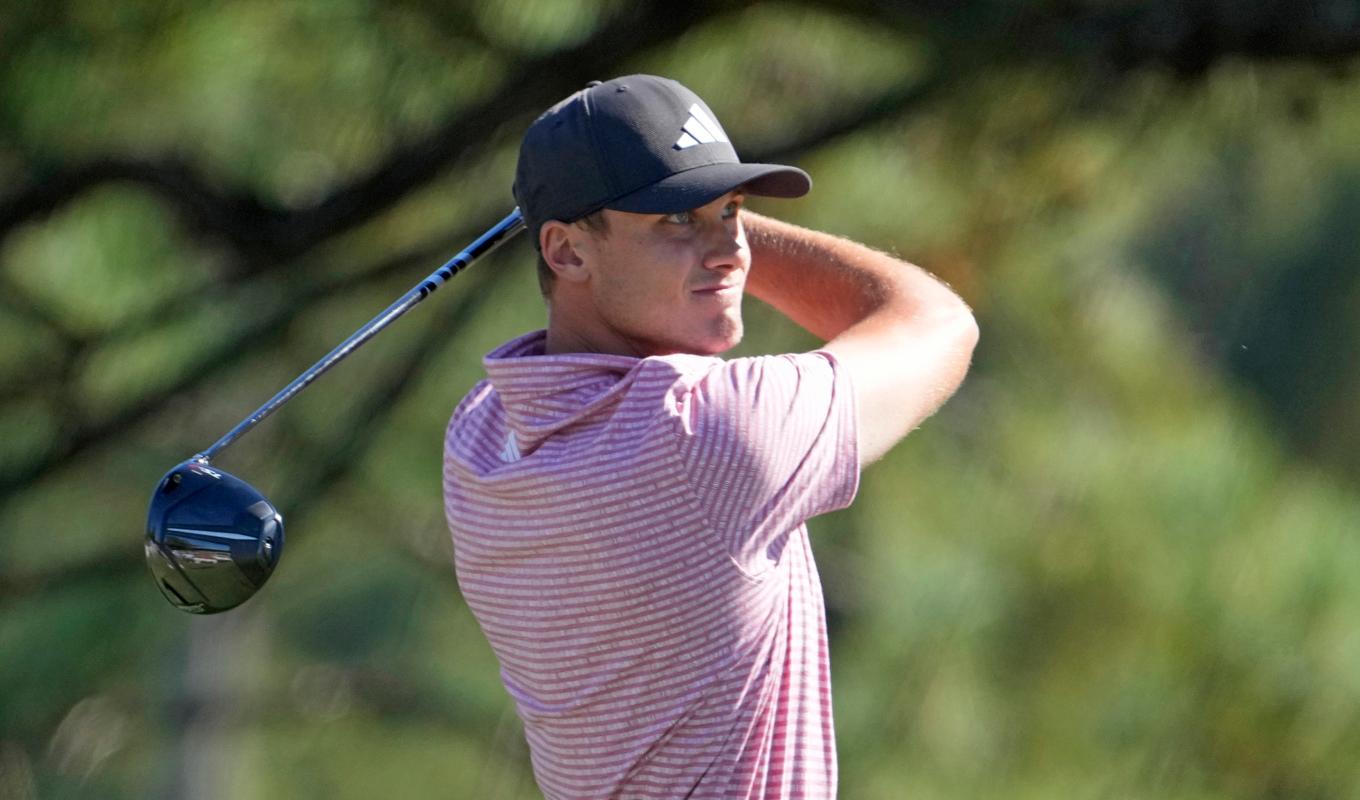 Svenske Ludvig Åberg leder PGA-tourtävlingen i Georgia efter andra rundan. Arkivbild. Foto: Rogelio V. Solis/AP/TT