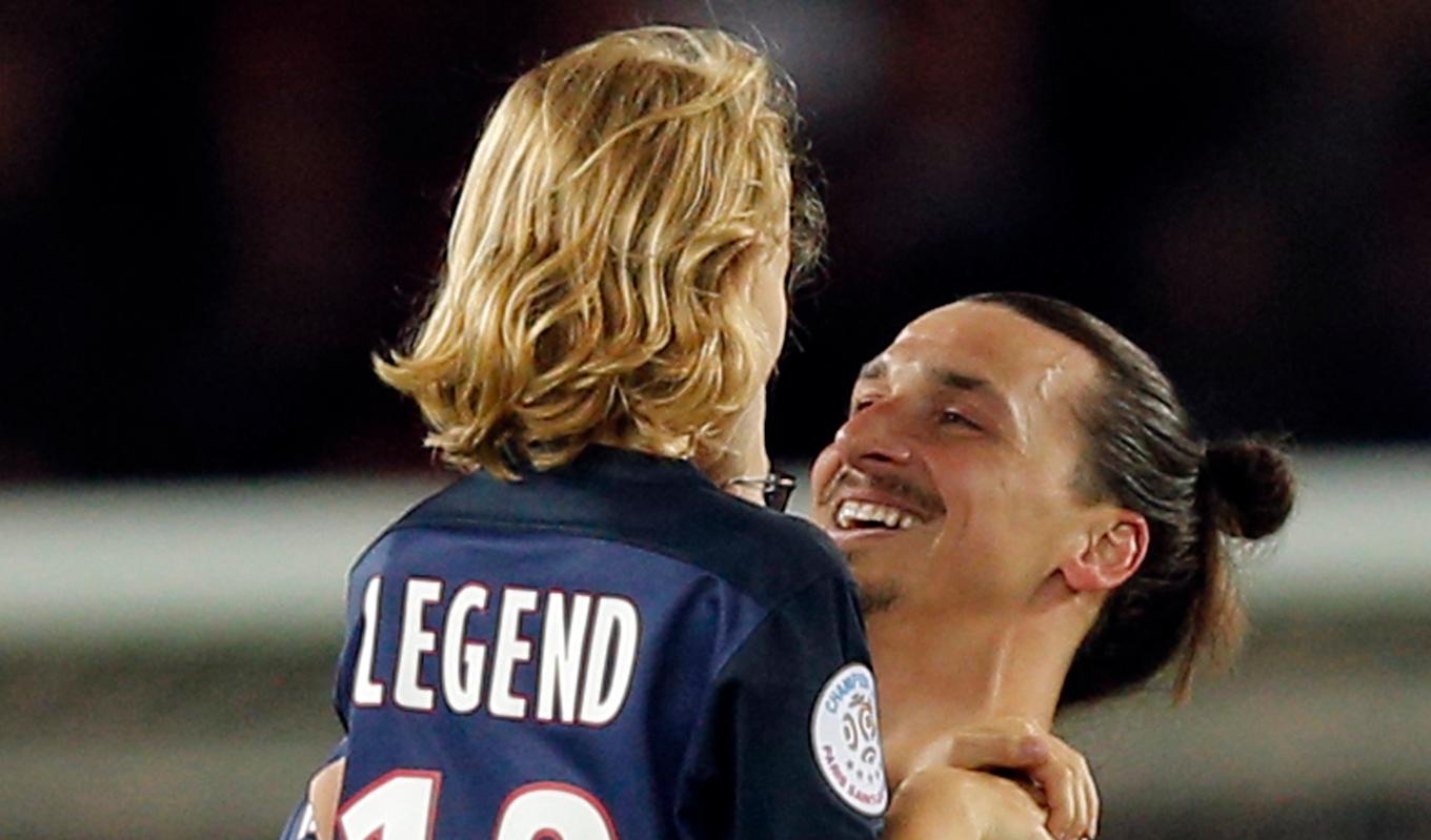 Zlatan tillsammans med Vincent under tiden i Paris Saint-Germain. Arkivbild. Foto: Christophe Ena/AP/TT