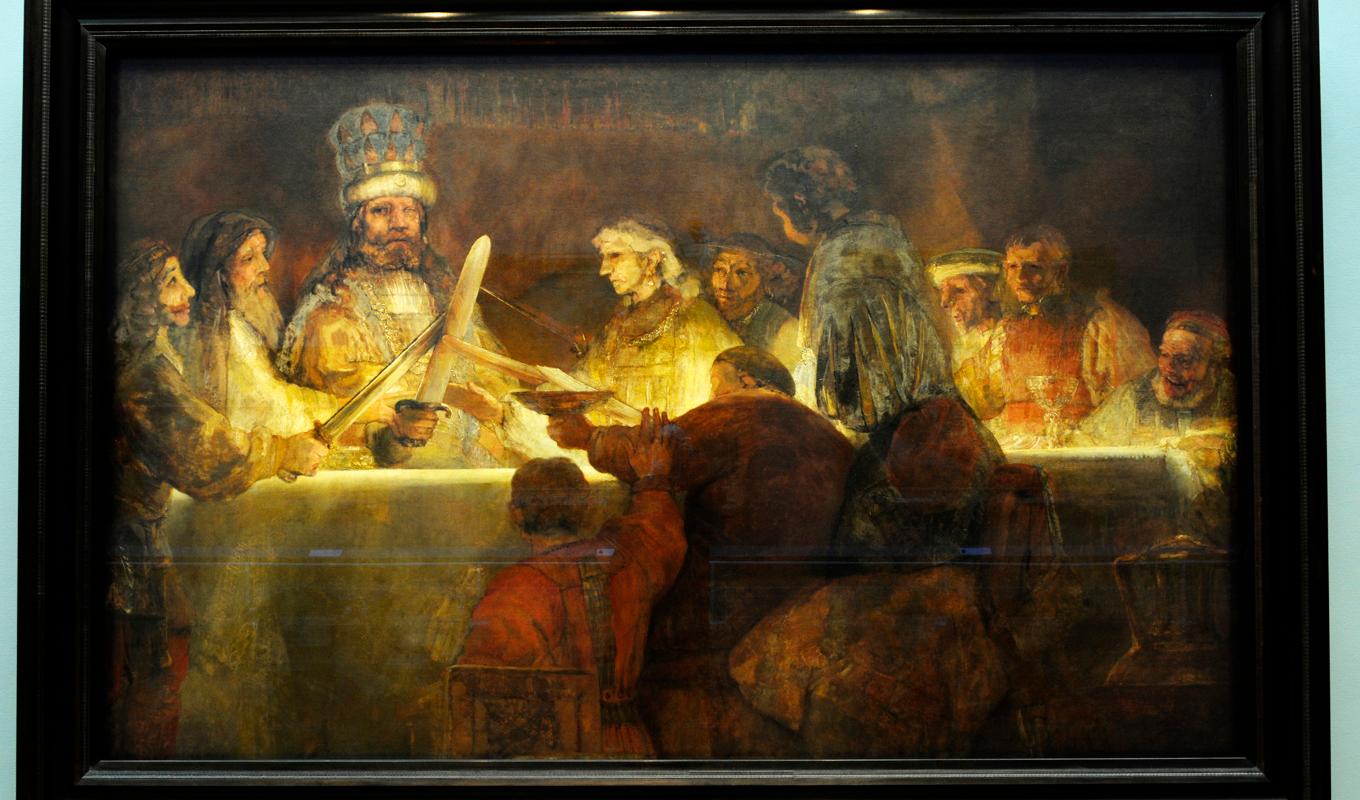Målningen "Batavernas trohetsed till Claudius Civilis", av Rembrandt Harmensz van Rijn får vara kvar på Nationalmuseum i Stockholm. Foto: Jurek Holzer/SvD/TT