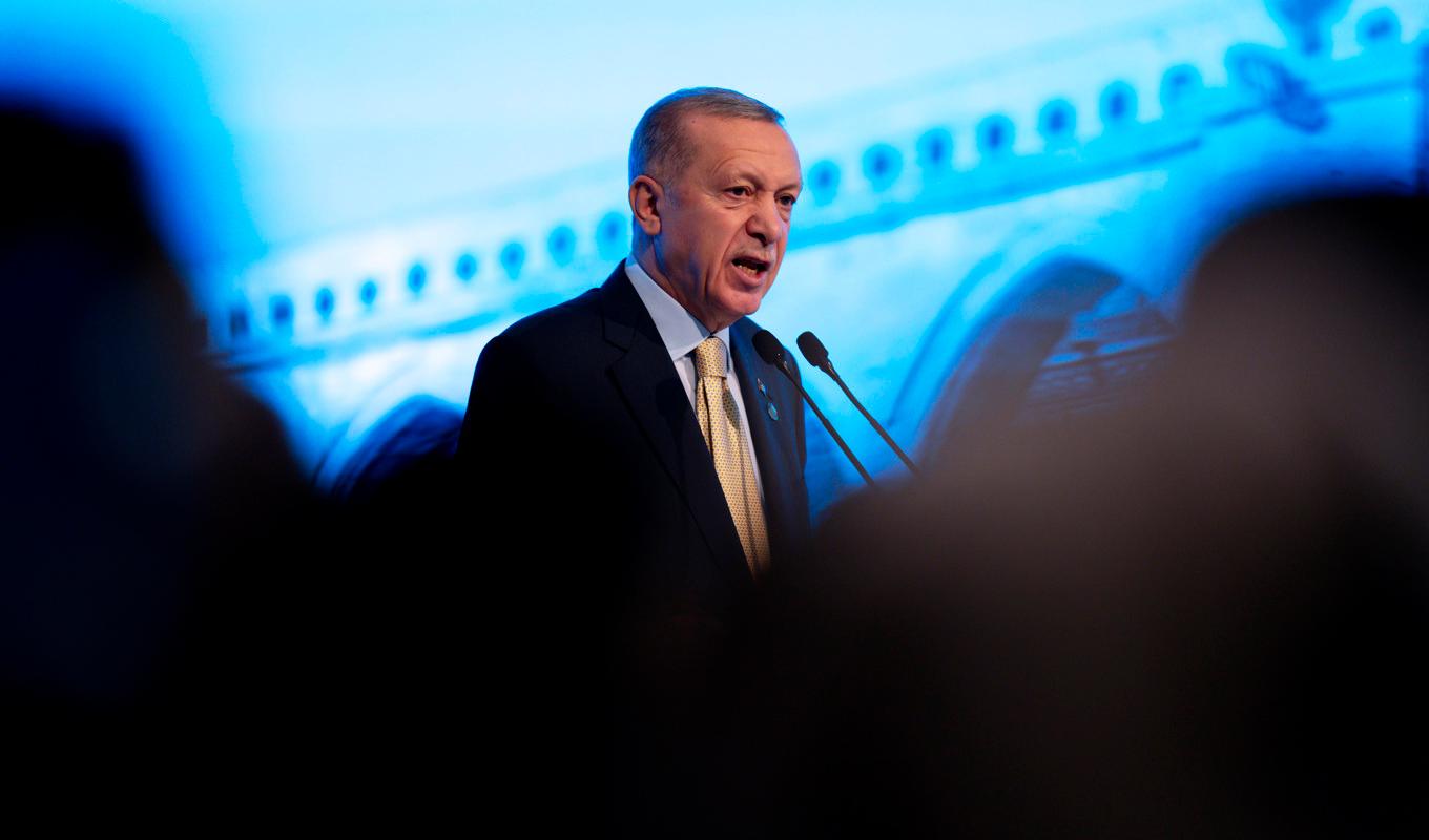 Recep Tayyip Erdogan. Bild från ett tal i Istanbul häromdagen. Foto: Francisco Seco/AP/TT