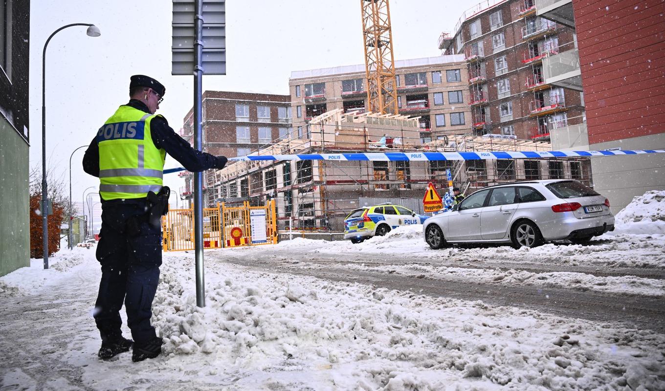 En bygghiss rasade från hög höjd i Sundbyberg under måndagen. Arkivbild. Foto: Claudio Bresciani/TT