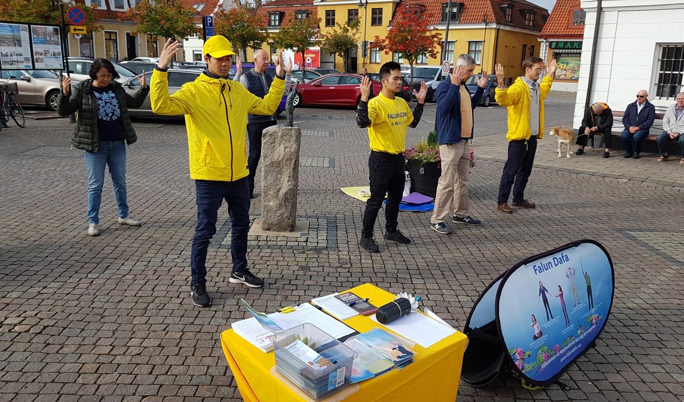 I Sverige, på bilden Laholm, kan man fritt utöva Falun Gong. Så är det fortfarande inte i Kina. Trots att FN:s mänskliga rättigheter har funnits i 75 år. Foto: Hans Bengtsson