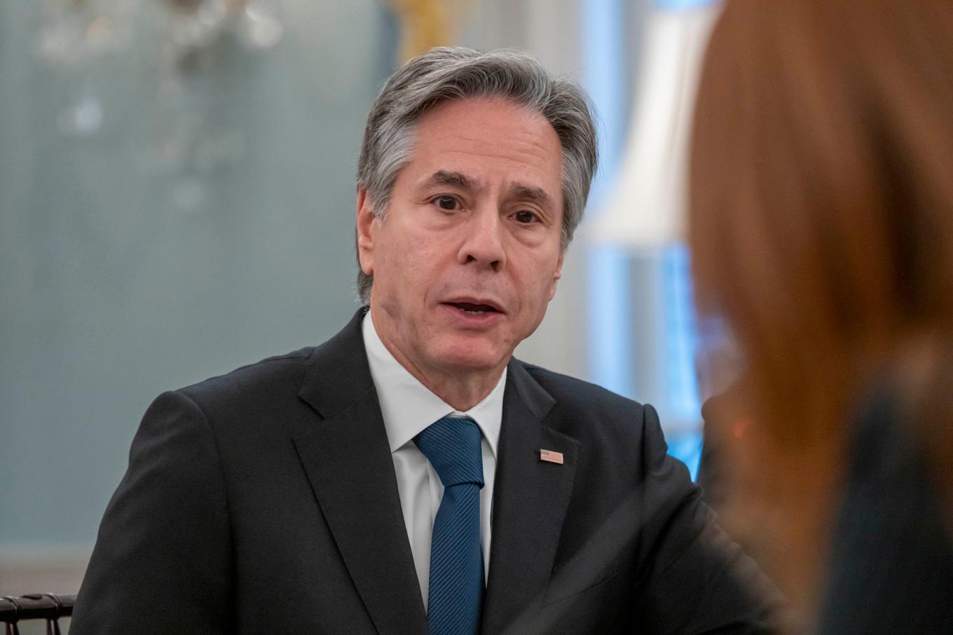 USA:s utrikesdepartement och utrikesminister Antony Blinken utlovar belöning för information om Hamas. Foto: Alex Brandon/AP/TT