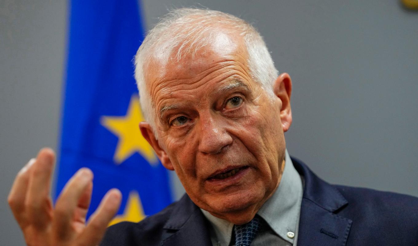 EU:s utrikeschef Josep Borrell under en presskonferens i Beirut. Foto: Hassan Ammar/AP/TT