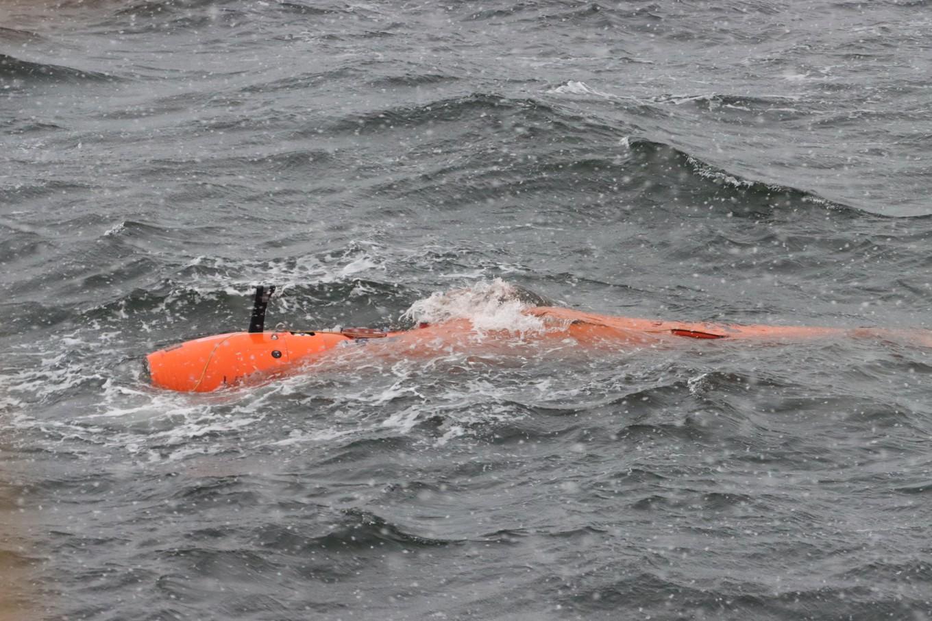 Den obemannade undervattensfarkosten Ran som försvunnit under en glaciär i Antarktis. Pressbild. Foto: Olof Lönnehed/Göteborgs universitet
